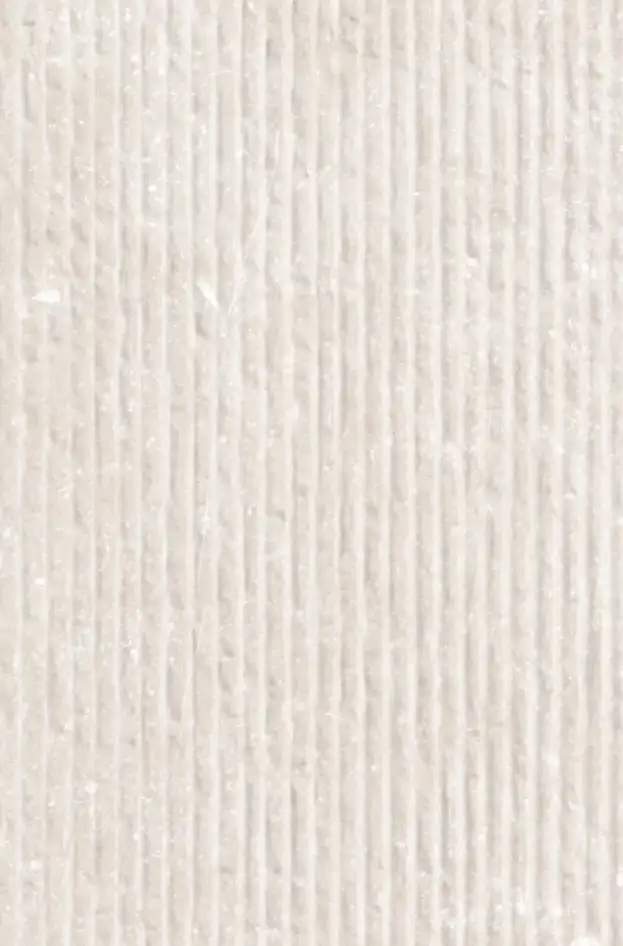 Close-up of a white Tablet20 SNT® tile with vertical ribbed relief