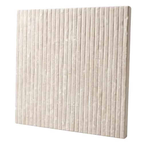 White Tablet20 SNT® tile with vertical ribbed relief seen in perspective